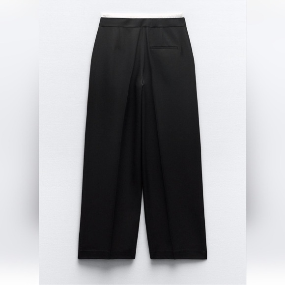 Zara DOUBLE WAIST WIDE LEG PANTS - Picture 8 of 10